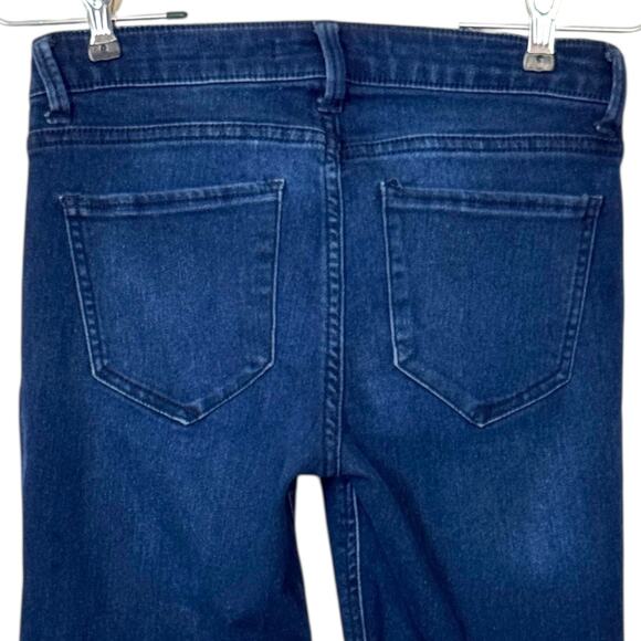 Low Rise Slim Fit Jeans Dark Wash Stretch Denim Zip Fly Women 7 Minimalist Y2k - Picture 4 of 16